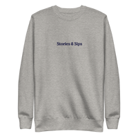 Strories & Sips Embroidered Unisex Premium Sweatshirt (Navy Threading)