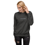 Stories & Sips Embroidered Unisex Premium Sweatshirt (Grey Threading)