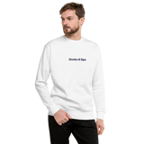 Strories & Sips Embroidered Unisex Premium Sweatshirt (Navy Threading)
