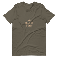 Stories & Sips Stacked Unisex T-Shirt (Dark Colors)