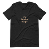 Stories & Sips Stacked Unisex T-Shirt (Dark Colors)